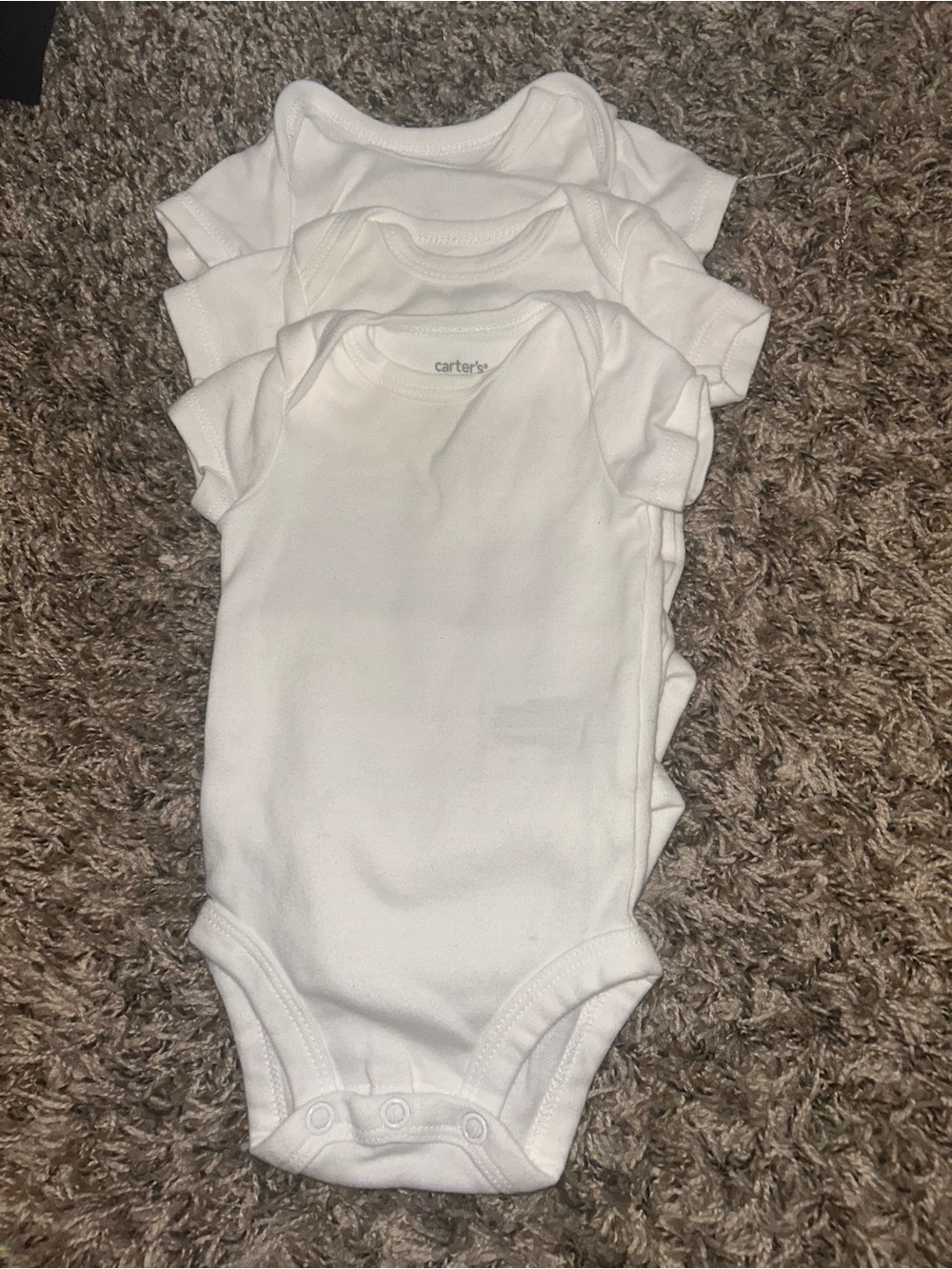 Carter's White Short-Sleeve Baby One-Piece Bodysuits - Pack of 3
